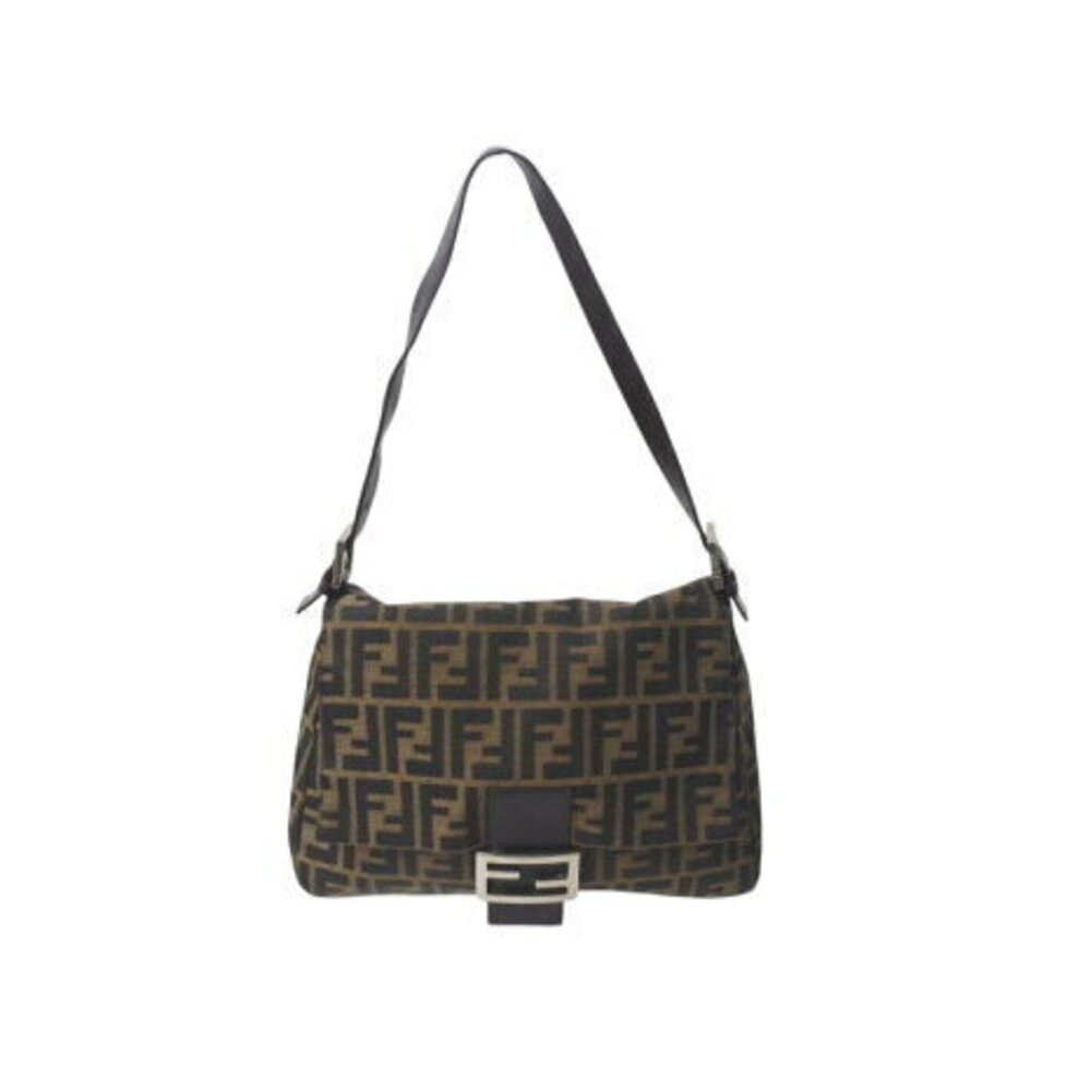FENDI Mamma Bucket Shoulder Bag Zucca Brown Canvas Leather